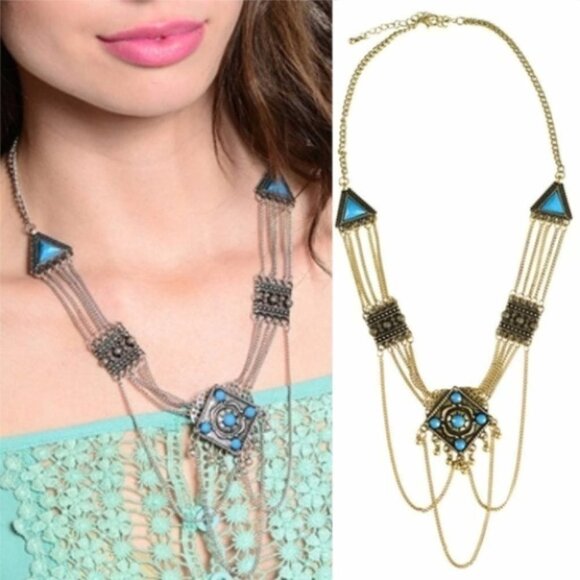 BOHO INSPIRED MULTI LAYERED NECKLACE - Picture 1 of 2